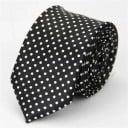 Tenká unisex kravata s puntíky 145 x 5 cm Elegantní úzká vázanka Stylová módní kravata Moderní doplněk pro muže i ženy na společenské i pracovní 1