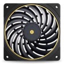 Tenký ventilátor do počítačovej skrine 120 x 120 x 15 mm TL-B12015 EXTREM so 4pin konektorom čierny so zlatým lemom pre kompaktné PC 1