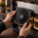 Tenký ventilátor do počítačovej skrine 120 x 120 x 15 mm TL-B12015 EXTREM so 4pin konektorom čierny so zlatým lemom pre kompaktné PC 6