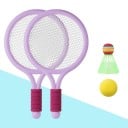 Tennis-Schläger 39 x 23,5 cm 2 Stk. Kunststoff PP für Kinder und Erwachsene mit Ball 5 cm und Badmintonball 7 x 8 cm Ideal für das Spiel 3