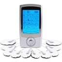 TENS EMS elektrostimulátor izmokhoz 16 üzemmóddal 20 intenzitási szinttel 9,5 cm USB újratölthető ezüst színű kétcsatornás masszírozó 2