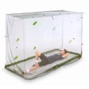 Tente anti-moustiques rectangulaire avec attaches 200 x 90 x 180 cm en maille polyester fine couleur vert olive pour le camping 4