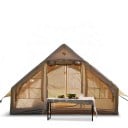Tente de camping gonflable spacieuse en forme de maison 300 x 210 x 200 cm avec pompe et sac de transport Beige Pour le camping et les sorties 6