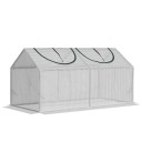 Terasový skleník tunelového typu se 2 průsvitnými okny rozměr 120 x 60 x 60 cm z oceli a PE tkaniny bílý na ochranu rostlin před chladem 1
