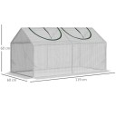 Terasový skleník tunelového typu se 2 průsvitnými okny rozměr 120 x 60 x 60 cm z oceli a PE tkaniny bílý na ochranu rostlin před chladem 5
