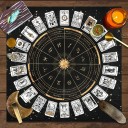 Terítő tarot kártyák motívumával 49 x 49 cm Kártyás anyag 12 csillagjeggyel Kártyaolvasás Meditációs alátét Különböző színek 4
