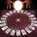 Terítő tarot kártyák motívumával 49 x 49 cm Kártyás anyag 12 csillagjeggyel Kártyaolvasás Meditációs alátét Különböző színek 2