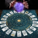 Terítő tarot kártyák motívumával 49 x 49 cm Kártyás anyag 12 csillagjeggyel Kártyaolvasás Meditációs alátét Különböző színek 3