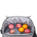 Termo bolsa cinza 23x31x19 cm Isolamento para alimentos Bolsa de almoço Fecho de zip Estrutura espaçosa Cor estilosa Para o trabalho e para viagens 5