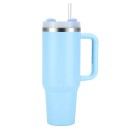 Termo con pajita y asa 1200 ml Acero inoxidable Botella térmica de doble pared Taza térmica de gran capacidad Asa ergonómica Tapa 6