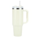 Termo con pajita y asa 1200 ml Acero inoxidable Botella térmica de doble pared Taza térmica de gran capacidad Asa ergonómica Tapa 3