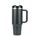 Termo con pajita y asa 1200 ml Acero inoxidable Botella térmica de doble pared Taza térmica de gran capacidad Asa ergonómica Tapa 2
