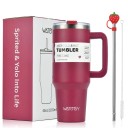Termo de acero inoxidable de 900 ml con doble pared de vacío, de vidrio con tapa y pajita, para bebidas frías, taza DIY con accesorios. 6