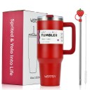 Termo de acero inoxidable de 900 ml con doble pared de vacío, de vidrio con tapa y pajita, para bebidas frías, taza DIY con accesorios. 4