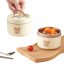 Termo madkasse 600 ml 11,5×9 cm isoleret beholder i rustfrit stål med låg, bamsemotiv, lækagesikker, mikrobølgeovnssikker børnekasse 6