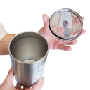 Termo mug 600 ml van roestvrij staal 304 met doorzichtig deksel, rietje en drinkopening 9 x 16 cm Reismok voor koffie en thee 2