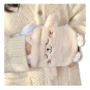 Termofor mare din pluș Kawaii pisicuță 750 ml 25,5 x 17,5 cm Încălzitor pentru burtă, mâini, picioare Sticlă pentru apă caldă sigură 2