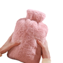 Termoforo riscaldante in peluche 2 l 2000 ml Riscaldatore per la pancia di grande capacità Rivestimento morbido Acqua calda Sollievo per crampi e freddo 6