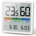 Termómetro e higrómetro digital LCD 5253 com indicador climático 14,18 a 140 °F Ecrã colorido DRY COMFORT WET Alimentado por bateria CR2032 2