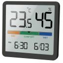 Termómetro e higrómetro digital LCD 5253 com indicador climático 14,18 a 140 °F Ecrã colorido DRY COMFORT WET Alimentado por bateria CR2032 1