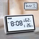Termometru și higrometru digital Deli cu funcție de ceas, afișaj LCD de 4", măsurători de înaltă precizie, orificii de aerisire, suport cu unghi 2