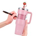 Termos de aço inoxidável 900 ml com parede dupla a vácuo Copo com tampa e palhinha Caneca térmica para bebidas frias Caneca DIY com acessórios 3