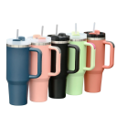 Termos med sugrör och handtag 1200 ml Rostfritt stål Dubbelväggig termosflaska Stor kapacitet termosmugg Ergonomiskt handtag Läcksäkert lock Isolerad flaska 2