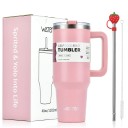 Termos ze stali nierdzewnej 1200 ml z podwójnymi ściankami próżniowymi Duży kubek termiczny do zimnych napojów Szklanka DIY ze słomką i pokrywką Kubek prezentowy 8