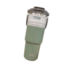 Termoskanne 900 ml vakuumisoliert aus Edelstahl 304 mit Strohhalm für kalte und Öffnung für heiße Getränke 10 x 23,7 cm mit Deckel 10