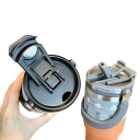 Termoskanne 900 ml vakuumisoliert aus Edelstahl 304 mit Strohhalm für kalte und Öffnung für heiße Getränke 10 x 23,7 cm mit Deckel 4