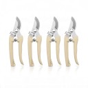 Tesouras de Jardim para Ramos 4 pcs Tesouras de Duas Lâminas 17,5 cm com Lâminas de Metal e Cabo Antiderrapante Bege Para Poda de Árvores e Arbustos 1
