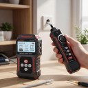 Tester di cavi di rete con display LCD e cercatore di cavi, misurazione della lunghezza fino a 500 m, test PoE, CAT5/CAT6, nero-rosso 6