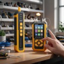Tester för nätverkskablar och kabelsökare med längdmätning 5–350 m, optisk effektmätare och VFL, RJ45 PoE, gul-svart, för LAN och optik 4