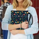 Textilní zipové pouzdro s květinovým vzorem 28 x 22 cm voděodolné organizér s poutkem a přední kapsou 2