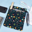 Textilní zipové pouzdro s květinovým vzorem 28 x 22 cm voděodolné organizér s poutkem a přední kapsou 3