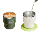 Thermal Mug with Opening Lid 400 ml Double Wall Stainless Steel 304 Shaped Cup with Inscription for Travel and Everyday Use 7