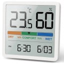 Thermomètre et hygromètre numérique LCD 5253 avec indicateur climatique 14,18 à 140 °F Écran couleur DRY COMFORT WET Alimentation par batterie 2