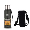 Thermos en acier inoxydable 1000 ml avec sac Isolant sous vide à double paroi Bouteille thermique pour boissons chaudes et froides Thermos de voyage avec sangle Bouchon étanche 4