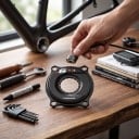 Thinkrider PP6 Vermogensmeter in de crank spider Vierarmige spider voor kettingen Oplaadbare connector Zwart Voor fietstraining 4