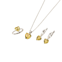 Three-Piece Romantic Set in 925 Silver Heart Motif Earrings Ring Necklace Ladies Gift Jewellery Set 3