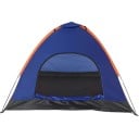 Tienda de camping para 3-4 personas 200 x 200 x 130 cm de poliéster rip-stop con recubrimiento PA azul-naranja para acampar y hacer senderismo 1