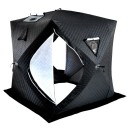 Tienda de sauna portátil con ventana y abertura para chimenea para 3-4 personas 180 x 180 x 200 cm tela oxford poliéster 201T negra para saunear 1