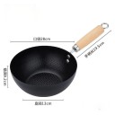 Tigaie metalică de 28 cm fără tratament de suprafață, cu profil adânc și mâner din lemn 4