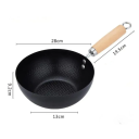 Tigaie metalică de 28 cm fără tratament de suprafață, cu profil adânc și mâner din lemn 4