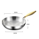 Tigaie wok din oțel inoxidabil 30x24 cm Suprafață antiaderentă Oală pentru prăjit și gătit fripturi Pentru inducție și gaz Ustensile de bucătărie 2