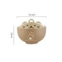 Tigela de cerâmica para noodles instantâneos com tampa gato desenhado 550 ml cerâmica castanho claro tigela para sopa ramen e servir 3