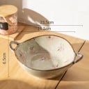 Tigela japonesa para noodles com padrão floral 23,5 x 6,5 cm tigela de cerâmica bege com alças para servir sopas e pratos 2
