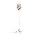 Tijă selfie cu stativ și lumină LED cu telecomandă Bluetooth Tijă telescopică din aluminiu Suport rotativ pentru telefon 360° Roz pentru călătorii 1