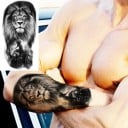 Tijdelijke waterdichte tatoeage 11,5 x 21 cm Leeuw en krijger Modern realistisch motief Blijft tot 15 dagen zitten Eenvoudig aan te brengen 2