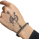 Tijdelijke waterdichte tattoo sticker Kompas en klok 5 x 8 cm Langdurige tattoo voor de arm voor mannen en vrouwen Eenvoudige applicatie 4